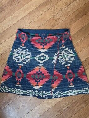 Polo by Ralph Lauren Navy Aztec Wrap Mini Skirt